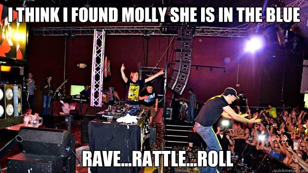 i think i found molly she is in the blue                       rave...rattle...roll  