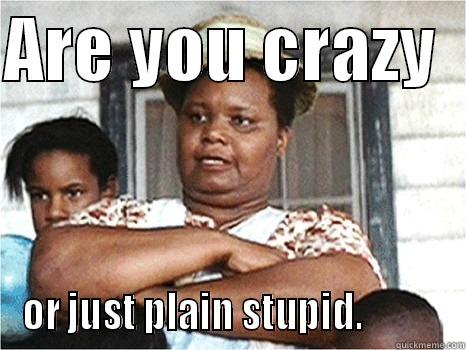 Are you crazy or just plain stupid. - ARE YOU CRAZY   OR JUST PLAIN STUPID.           Misc