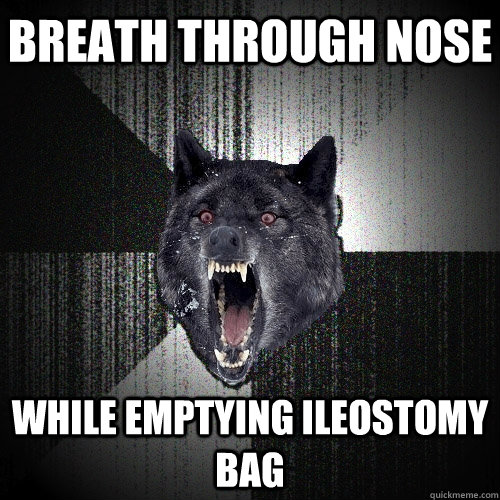 Breath through nose while emptying ileostomy bag - Breath through nose while emptying ileostomy bag  Insanity Wolf