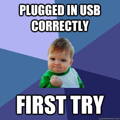 Plugged in USB correctly First try  Success Kid