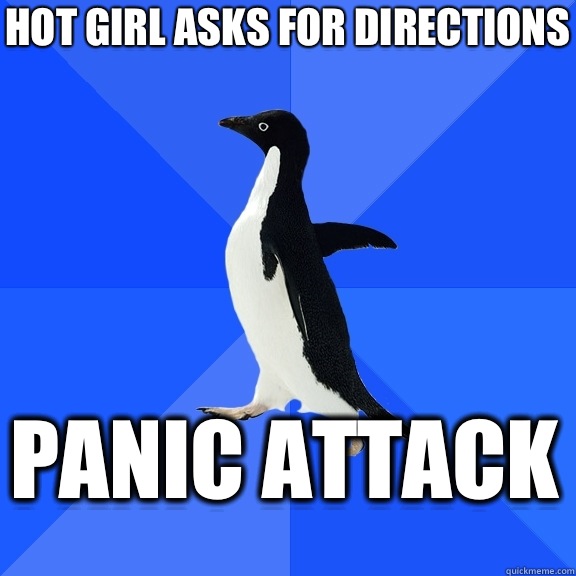 Hot girl asks for directions Panic attack  Socially Awkward Penguin