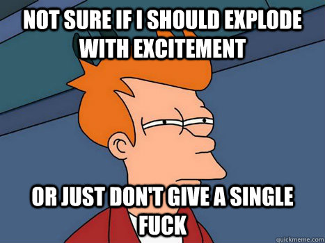 NOT SURE IF I SHOULD explode with excitement OR JUST DON'T GIVE A SINGLE FUCK - NOT SURE IF I SHOULD explode with excitement OR JUST DON'T GIVE A SINGLE FUCK  Misc