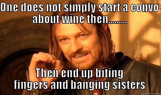 ONE DOES NOT SIMPLY START A CONVO ABOUT WINE THEN......... THEN END UP BITING FINGERS AND BANGING SISTERS Boromir
