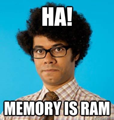 HA! memory is ram - HA! memory is ram  Maurice Moss