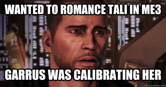 Wanted to Romance Tali in ME3 Garrus was Calibrating her   Commander Shepard Problems