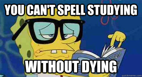 You can't spell studying without dying  
