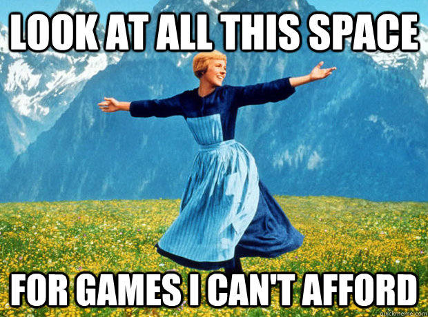 look at all this space for games i can't afford  Sound of Music- Election