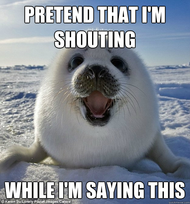 PRETEND THAT I'M SHOUTING WHILE I'M SAYING THIS  Easily Pleased Seal