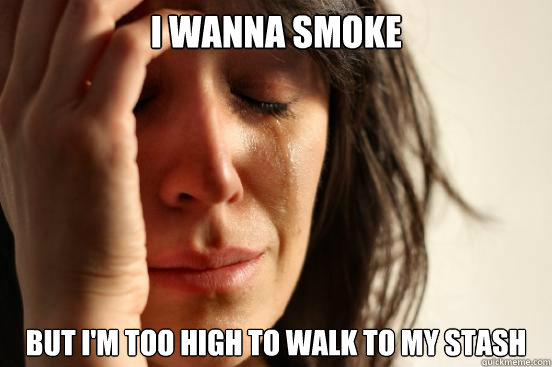 I wanna smoke But I'm too high to walk to my stash  First World Problems