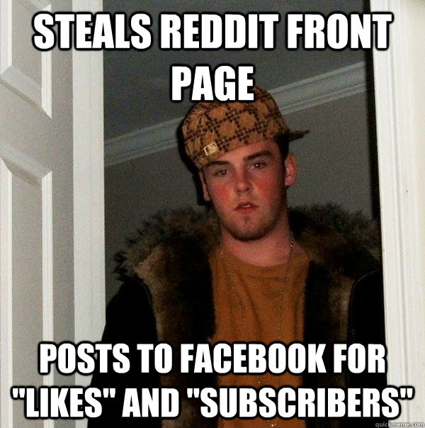 Steals reddit front page posts to facebook for 