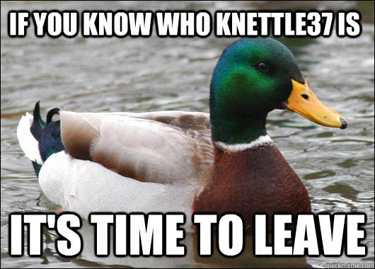 If you know who Knettle37 is It's time to leave  Actual Advice Mallard