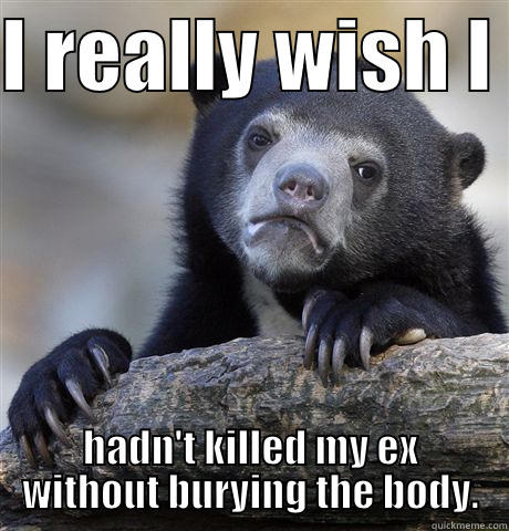 I REALLY WISH I  HADN'T KILLED MY EX WITHOUT BURYING THE BODY. Confession Bear
