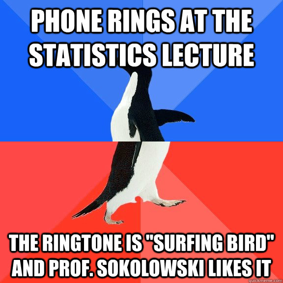 Phone rings at the statistics lecture The ringtone is 