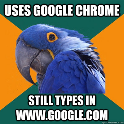 Uses google Chrome Still types in www.google.com  Paranoid Parrot