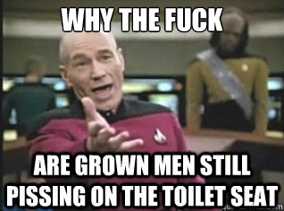 WHY THE FUCK are grown men still pissing on the toilet seat  