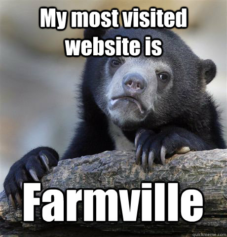 My most visited website is Farmville  Confession Bear