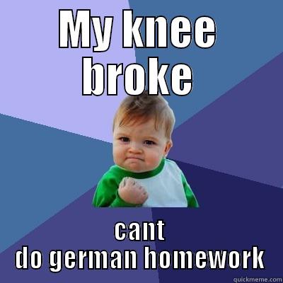 MY KNEE BROKE CANT DO GERMAN HOMEWORK Success Kid