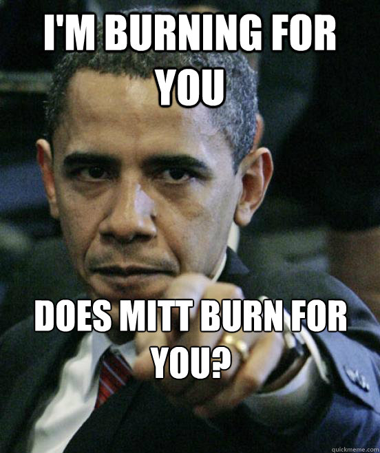 I'm burning for you Does Mitt burn for you? - I'm burning for you Does Mitt burn for you?  Obama joke