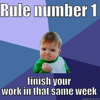 RULE NUMBER 1  FINISH YOUR WORK IN THAT SAME WEEK Success Kid