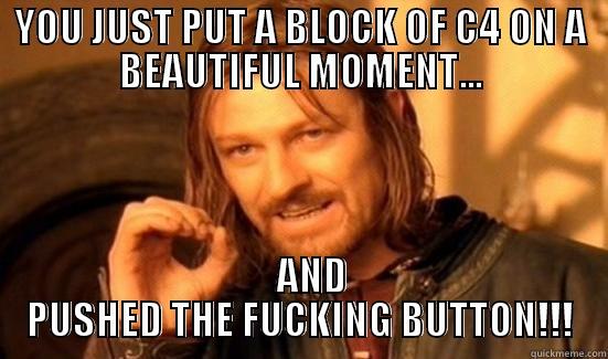 C4 on the butiful moment - YOU JUST PUT A BLOCK OF C4 ON A BEAUTIFUL MOMENT...    AND PUSHED THE FUCKING BUTTON!!! Boromir