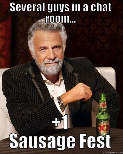SEVERAL GUYS IN A CHAT ROOM... +1 SAUSAGE FEST The Most Interesting Man In The World