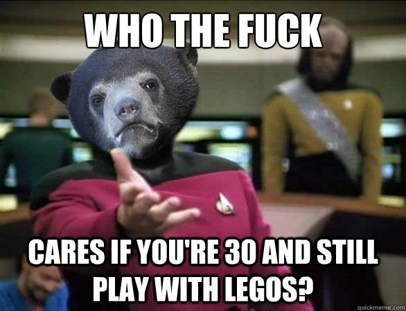 Who the fuck Cares if you're 30 and still play with Legos? - Who the fuck Cares if you're 30 and still play with Legos?  Annoyed Confession Bear