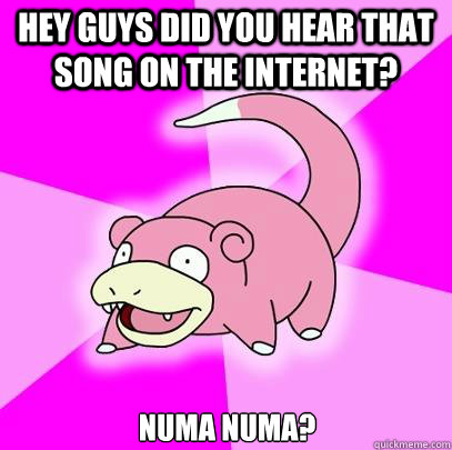Hey guys did you hear that song on the internet? Numa Numa?  Slowpoke