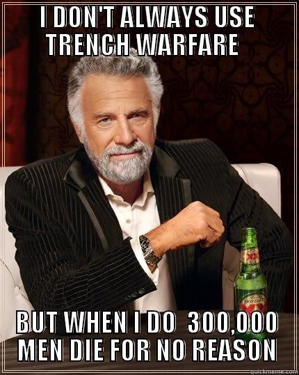 I DON'T ALWAYS USE TRENCH WARFARE   BUT WHEN I DO  300,000 MEN DIE FOR NO REASON The Most Interesting Man In The World