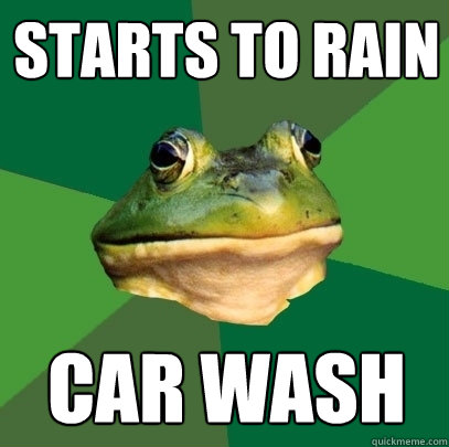 starts to rain car wash  Foul Bachelor Frog