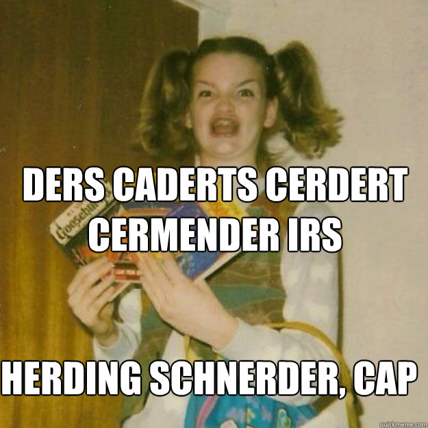 DERS CADERTS CERDERT CERMENDER IRS HERDING SCHNERDER, CAP  