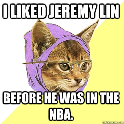 I liked Jeremy Lin Before he was in the NBA.  Hipster Kitty