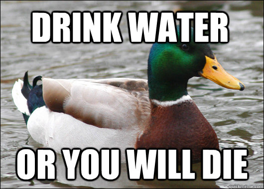 Drink water or you will die  Actual Advice Mallard