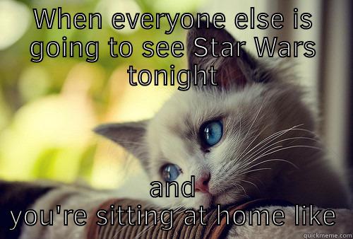 WHEN EVERYONE ELSE IS GOING TO SEE STAR WARS TONIGHT AND YOU'RE SITTING AT HOME LIKE First World Problems Cat