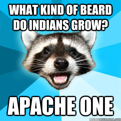What kind of beard do indians grow? Apache one  Lame Pun Coon