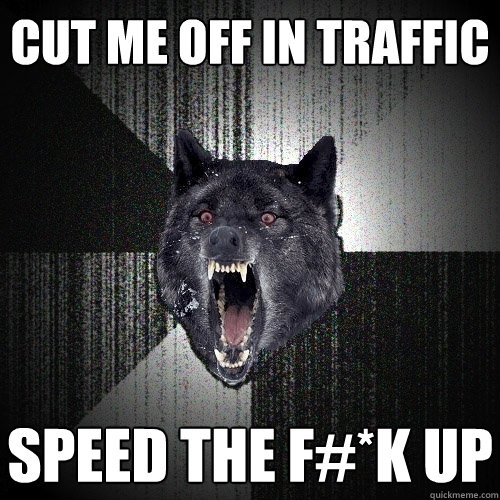 Cut me off in traffic speed the F#*K UP  Insanity Wolf