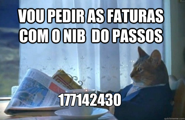 vou pedir as faturas com o nib  do passos  177142430  Sophisticated Cat