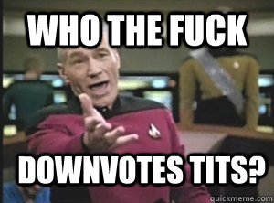 who the fuck downvotes tits? - who the fuck downvotes tits?  Annoyed Picard