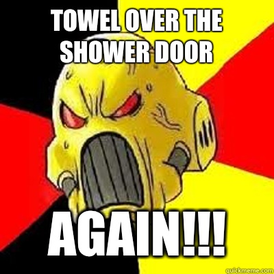 TOWEL OVER THE SHOWER DOOR AGAIN!!!  