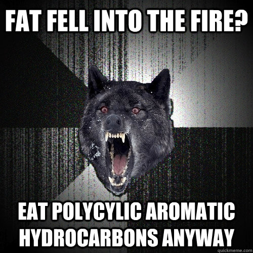 FAT FELL INTO THE FIRE? EAT POLYCYLIC AROMATIC HYDROCARBONS ANYWAY  Insanity Wolf