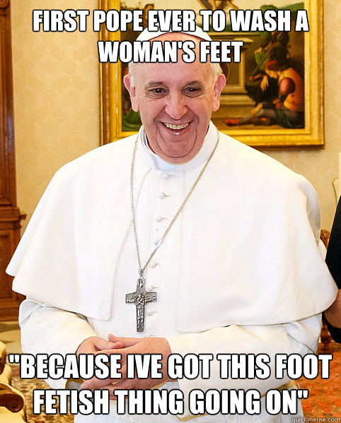 First pope ever to wash a woman's feet 