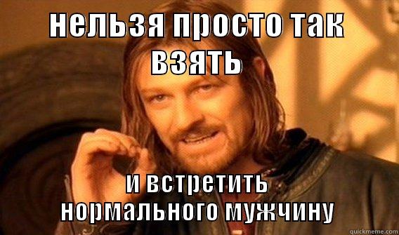 НЕЛЬЗЯ ПРОСТО ТАК ВЗЯТЬ И ВСТРЕТИТЬ НОРМАЛЬНОГО МУЖЧИНУ One Does Not Simply