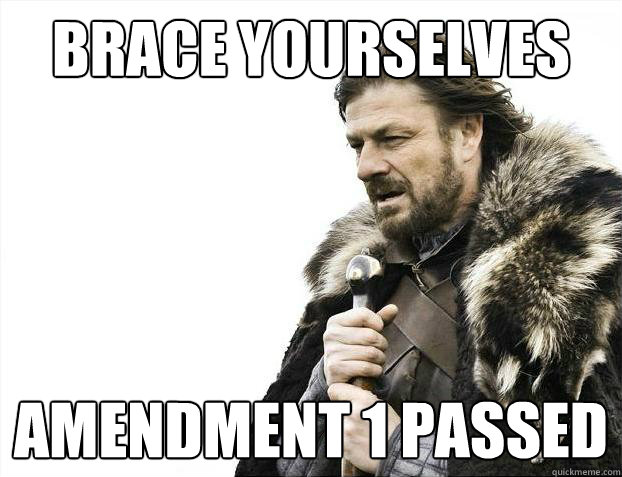 Brace yourselves Amendment 1 passed  Brace Yourselves - Borimir