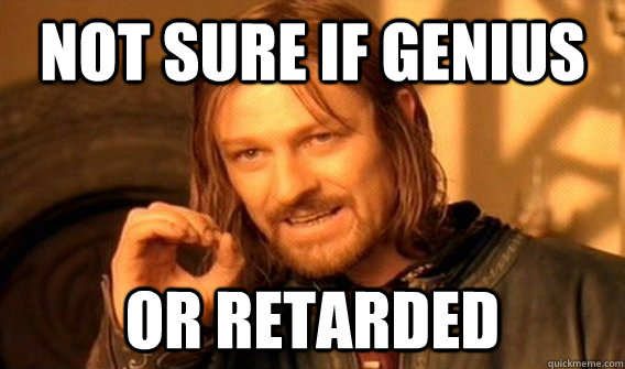 Not sure if genius or retarded  One does not simply beat skyrim