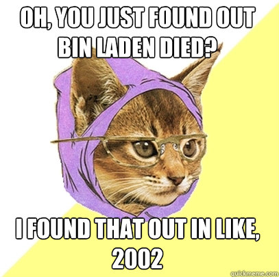 oh, you just found out Bin Laden died? I found that out in like, 2002  Hipster Kitty