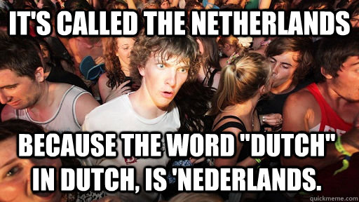 It's called the Netherlands Because the word 