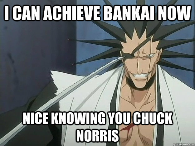i can achieve bankai now nice knowing you chuck norris  Awesome Kenpachi