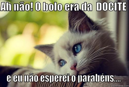 AH NÃO! O BOLO ERA DA  DOCITE  E EU NÃO ESPEREI O PARABÉNS.... First World Problems Cat