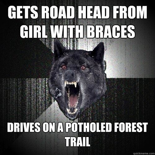 Gets road head from girl with braces drives on a potholed forest trail  Insanity Wolf