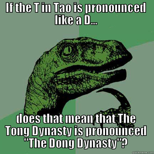 IF THE T IN TAO IS PRONOUNCED LIKE A D... DOES THAT MEAN THAT THE TONG DYNASTY IS PRONOUNCED 