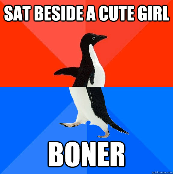 sat beside a cute girl boner  Socially Awesome Awkward Penguin